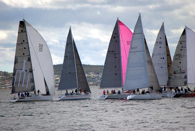Group A fleet starts the final race of the Hobart Combined Club Long Raace Series. ©  Peter Campbell